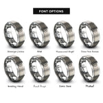 font options for inside engraving on silver clock icon heart rings