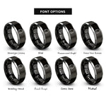 font options for inside engraving on black & grey closed back headphones rings