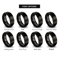 font options for inside engraving on black closed back headphones rings