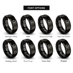 font options for inside engraving on black closed back headphones rings