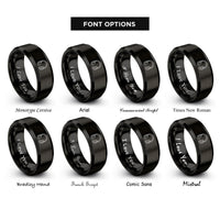 font options for inside engraving on black closed back headphones rings