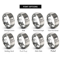 font options for inside engraving on silver closed back headphones rings