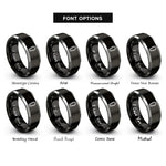 font options for inside engraving on black & gray closed coffin rings