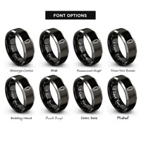 font options for inside engraving on black & gray closed coffin rings