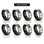 font options for inside engraving on black & gray closed coffin rings