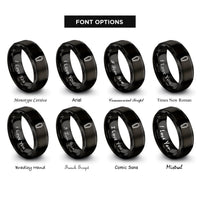 font options for inside engraving on black closed coffin rings