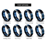 font options for inside engraving on blue & grey cloud computing rings