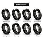font options for inside engraving on black & silver cloud halo rings