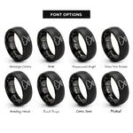 font options for inside engraving on black cloud halo rings