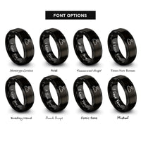 font options for inside engraving on black cloud halo rings