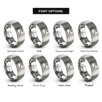 font options for inside engraving on grey cloud halo rings