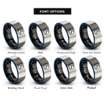 font options for inside engraving on black & blue & silver cloud moon circle rings