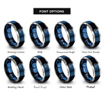 font options for inside engraving on blue & silver cloud moon circle rings