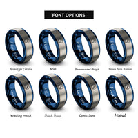font options for inside engraving on blue & grey cloud moon circle rings