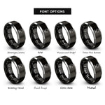 font options for inside engraving on black & silver cloud network rings
