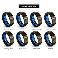 font options for inside engraving on gunmetal & blue cloud rain rings