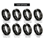 font options for inside engraving on black & silver cloud rays halo rings