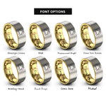 font options for inside engraving on gold & gray cloud rays halo rings