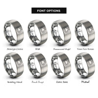 font options for inside engraving on gray cloud rays halo rings