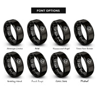 font options for inside engraving on black cloud sync arrows rings