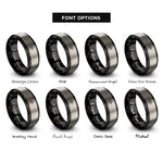 font options for inside engraving on black & grey clove hitch rings