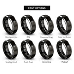 font options for inside engraving on black & grey clove hitch rings