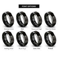 font options for inside engraving on black & grey clove hitch rings