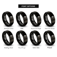 font options for inside engraving on black clove hitch rings