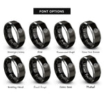 font options for inside engraving on black & silver clover trellis rings