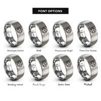 font options for inside engraving on silver clover trellis rings