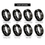 font options for inside engraving on black & gray club sandwich rings