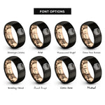 font options for inside engraving on black & rose gold club sandwich rings