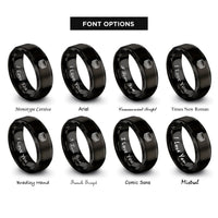 font options for inside engraving on black club sandwich rings