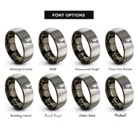 font options for inside engraving on gunmetal & silver clutch pedal rings