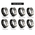 font options for inside engraving on black & gray clydesdale rings
