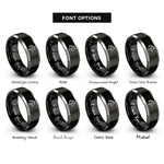 font options for inside engraving on black & grey clydesdale rings