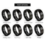 font options for inside engraving on black clydesdale rings