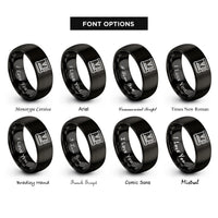 font options for inside engraving on black cnc machine rings