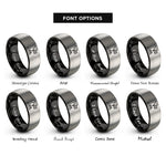 font options for inside engraving on black & silver cnc machine icon rings