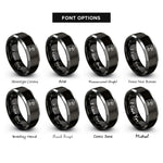 font options for inside engraving on black & gray cnc machine icon rings