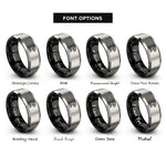 font options for inside engraving on black & gray cnc machine icon rings