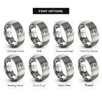 font options for inside engraving on grey cnc machine icon rings