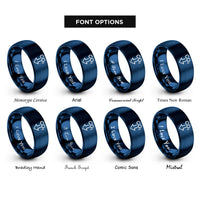 font options for inside engraving on blue co2 down arrow rings