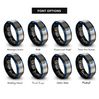 font options for inside engraving on black & blue & gray coach clipboard whistle rings
