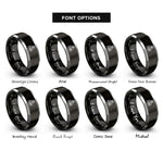 font options for inside engraving on black & gray coal bag rings