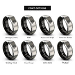 font options for inside engraving on black & silver coal bag rings
