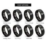 font options for inside engraving on black coal bag rings