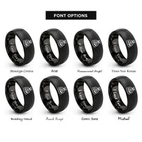 font options for inside engraving on black coal bag rings