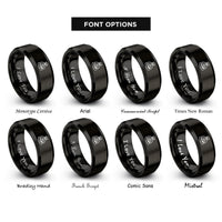 font options for inside engraving on black coal bag rings