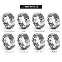 font options for inside engraving on grey coal bag rings